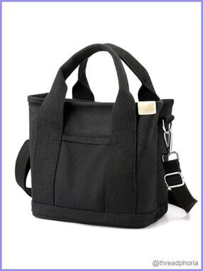Canvas Tote Bag with Zipper Crossbody Purse Multi Pocket Shoulder Handbag